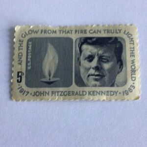 John Fitzgerald Kennedy 5 cents Stamp 1963 the Fire  can truly light the world